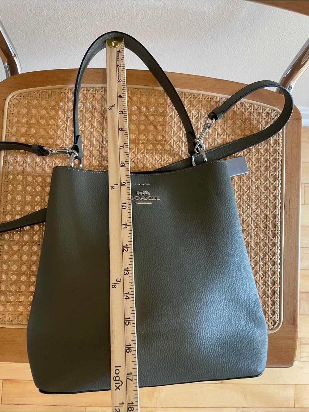 COACH Mollie Bucket Bag Olive Green Pebbled Leather